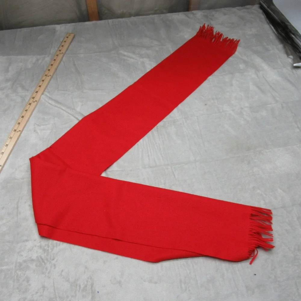 Pendleton Scarf Unisex Red 100% Virgin Wool Fringed Classic Winter USA VTG 70s‎
